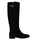 Dolce & Gabbana Black Suede Leather Knee High Boots Shoes by Dolce & Gabbana
