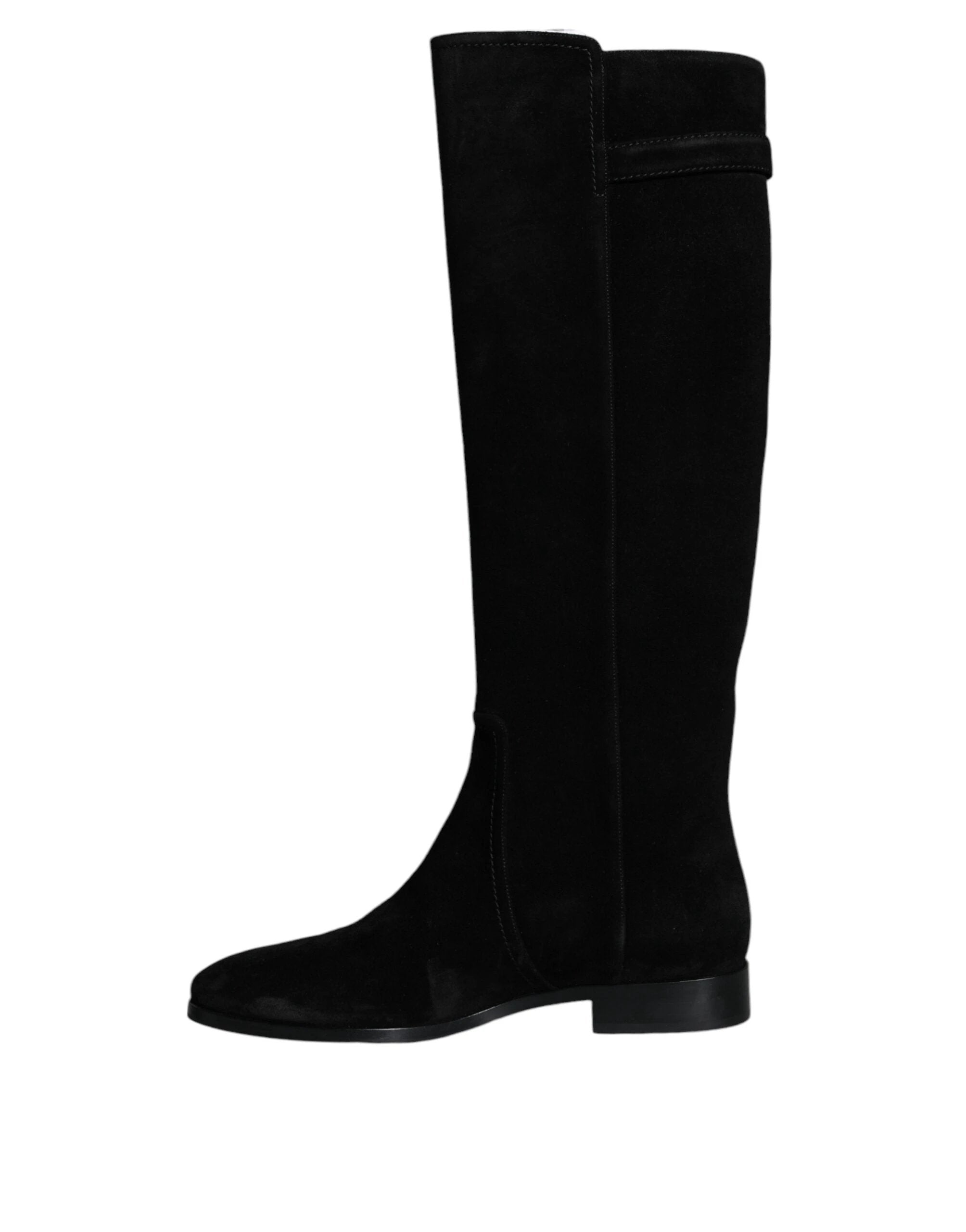 Dolce & Gabbana Black Suede Leather Knee High Boots Shoes by Dolce & Gabbana