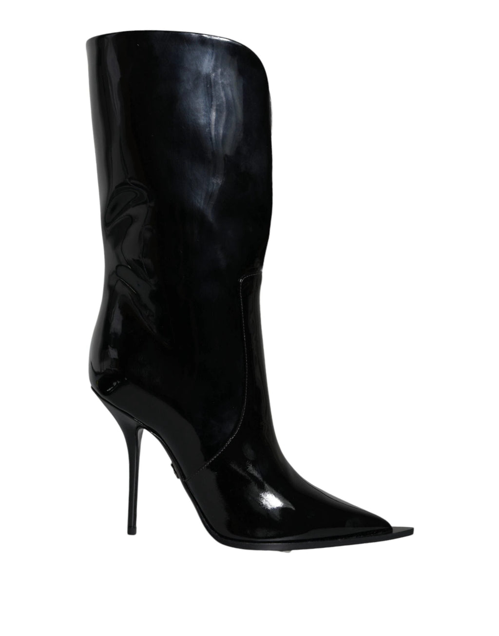Dolce & Gabbana Black Patent Leather Mid Calf Boots Shoes by Dolce & Gabbana