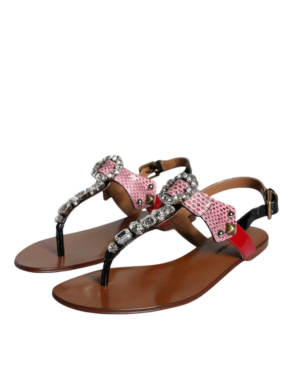 Dolce & Gabbana Multicolor Crystal Sandals Flip Flops Shoes by Dolce & Gabbana