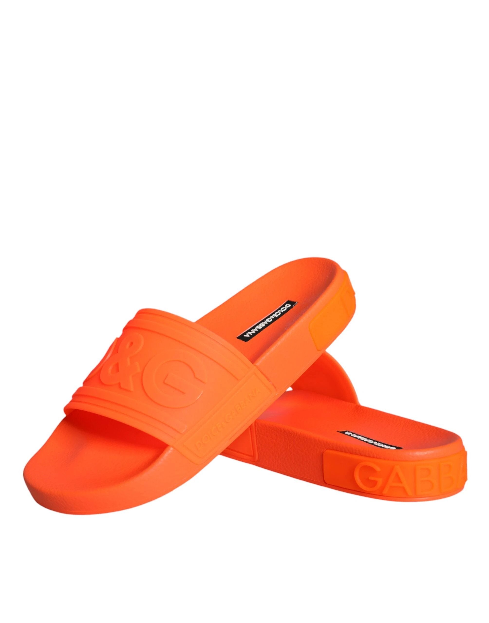 Dolce & Gabbana Orange Rubber Slides Sandals Beachwear Shoes by Dolce & Gabbana