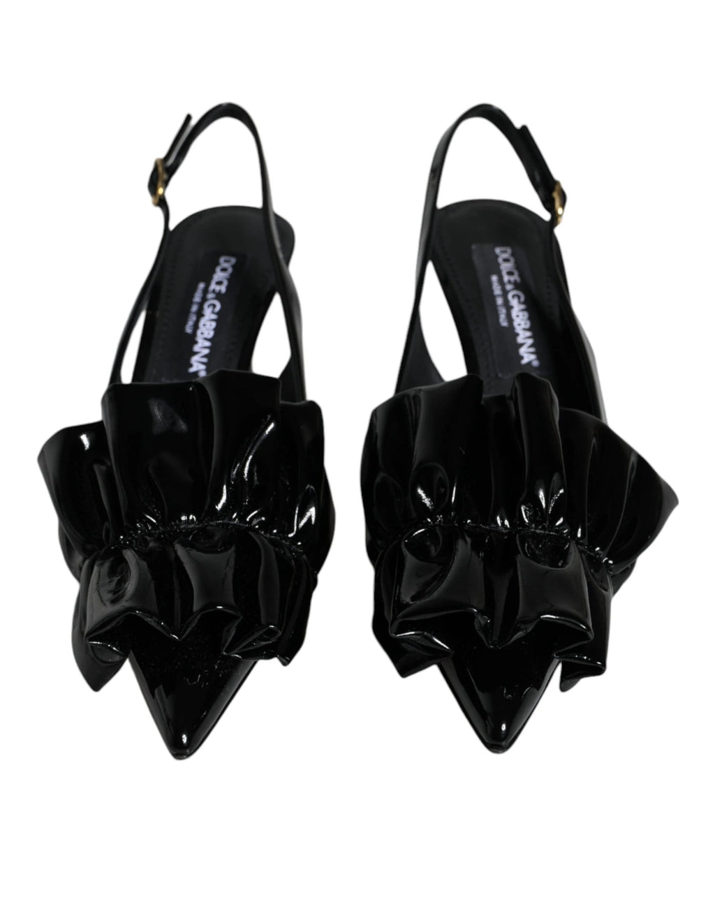 Dolce & Gabbana Black Patent Leather Heels Slingback Shoes by Dolce & Gabbana