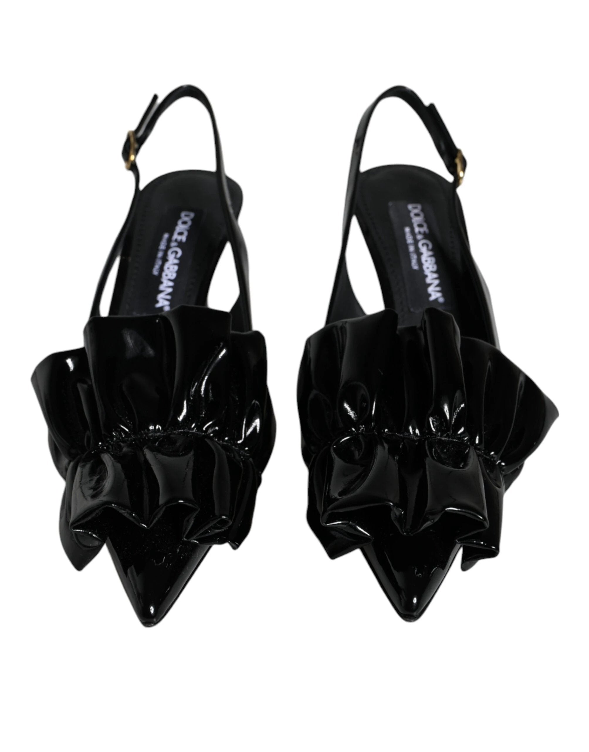 Dolce & Gabbana Black Patent Leather Heels Slingback Shoes by Dolce & Gabbana