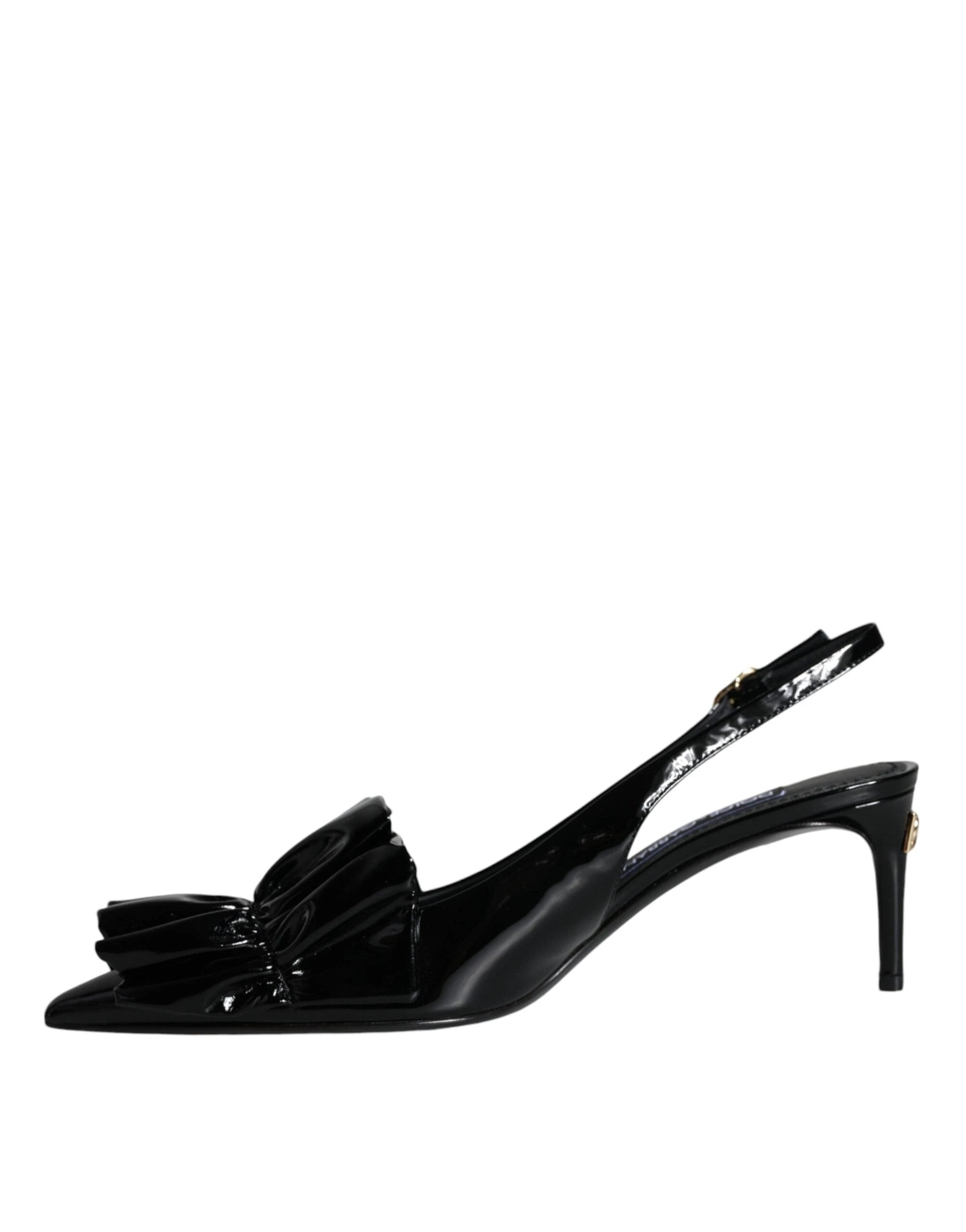 Dolce & Gabbana Black Patent Leather Heels Slingback Shoes by Dolce & Gabbana