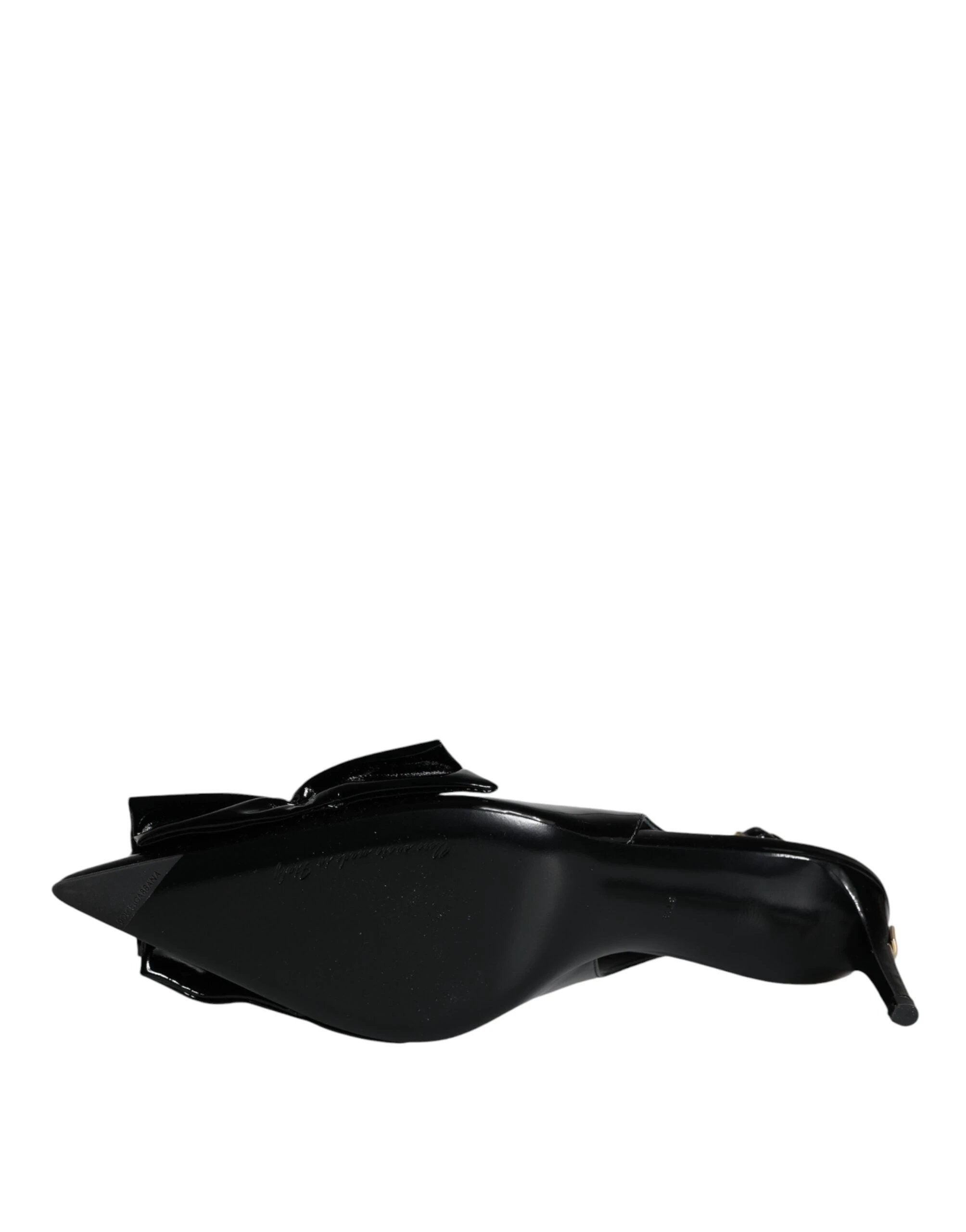 Dolce & Gabbana Black Patent Leather Heels Slingback Shoes by Dolce & Gabbana