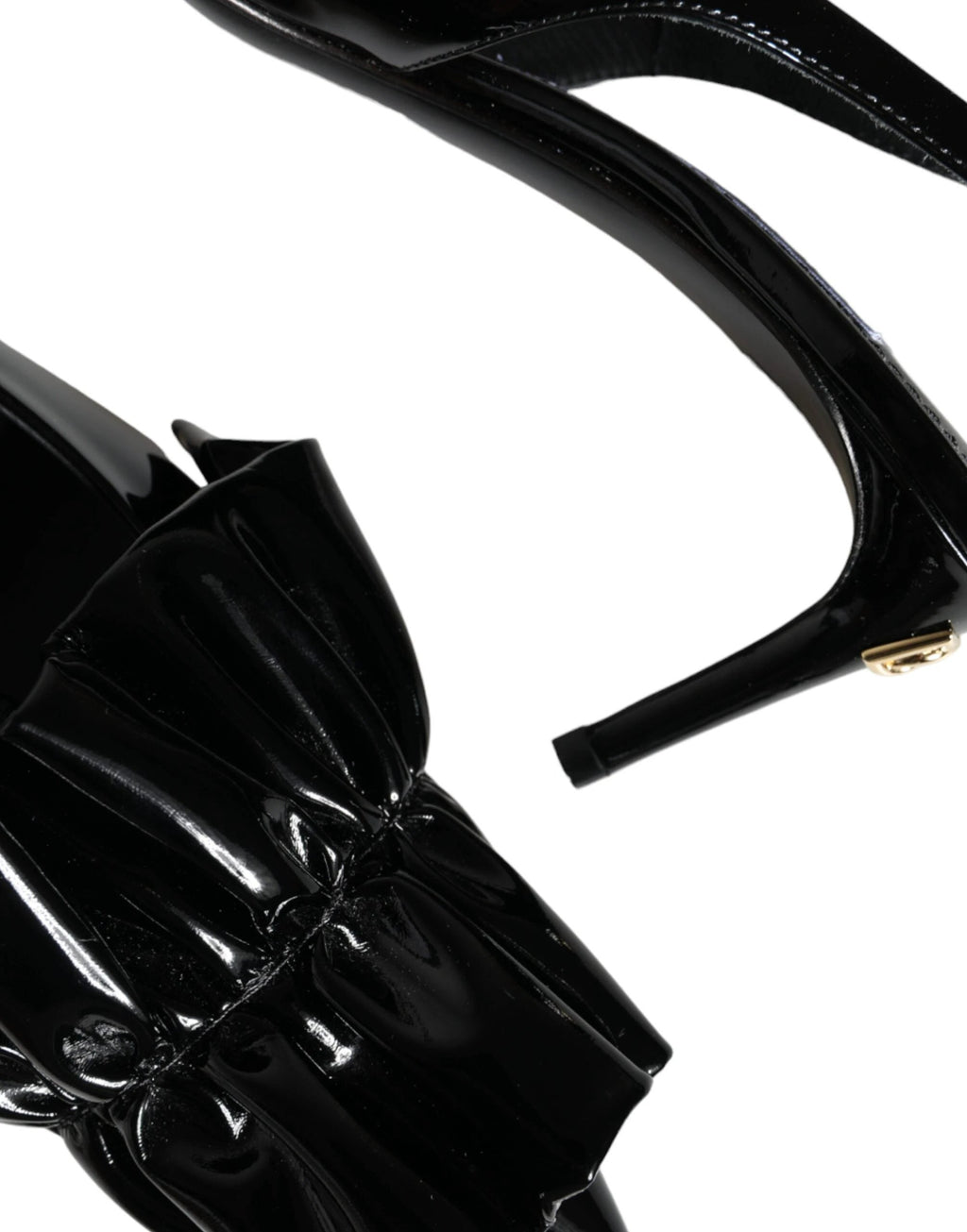 Dolce & Gabbana Black Patent Leather Heels Slingback Shoes by Dolce & Gabbana