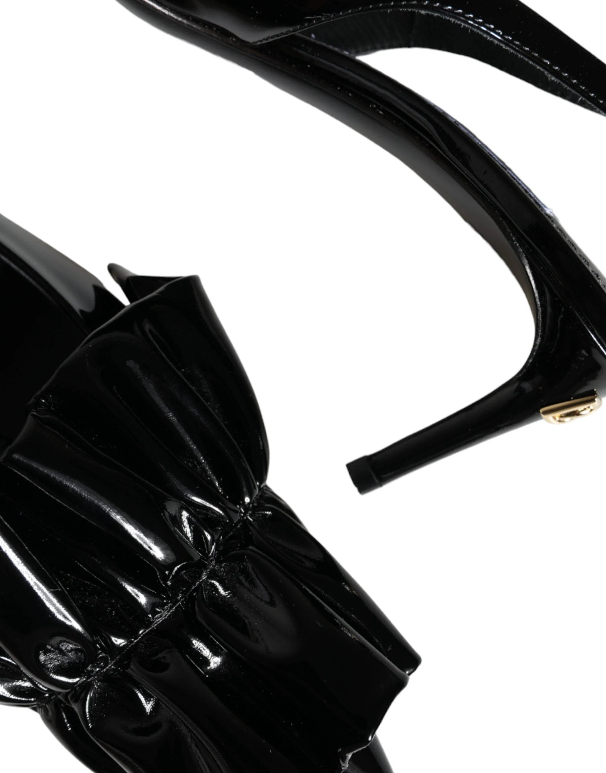 Dolce & Gabbana Black Patent Leather Heels Slingback Shoes by Dolce & Gabbana