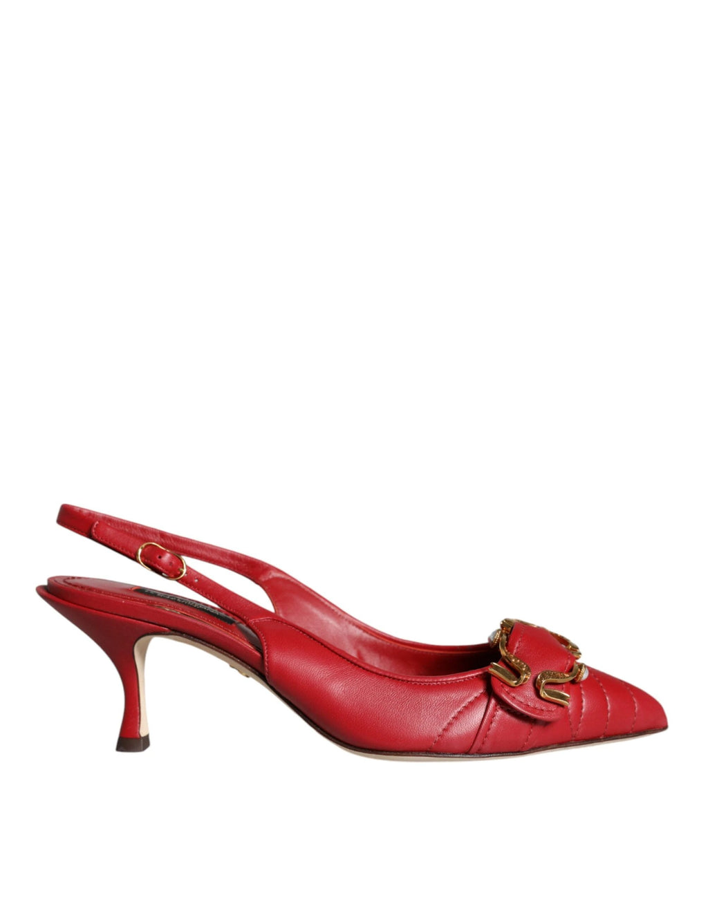 Dolce & Gabbana Red Devotion Leather Heels Slingback Shoes by Dolce & Gabbana