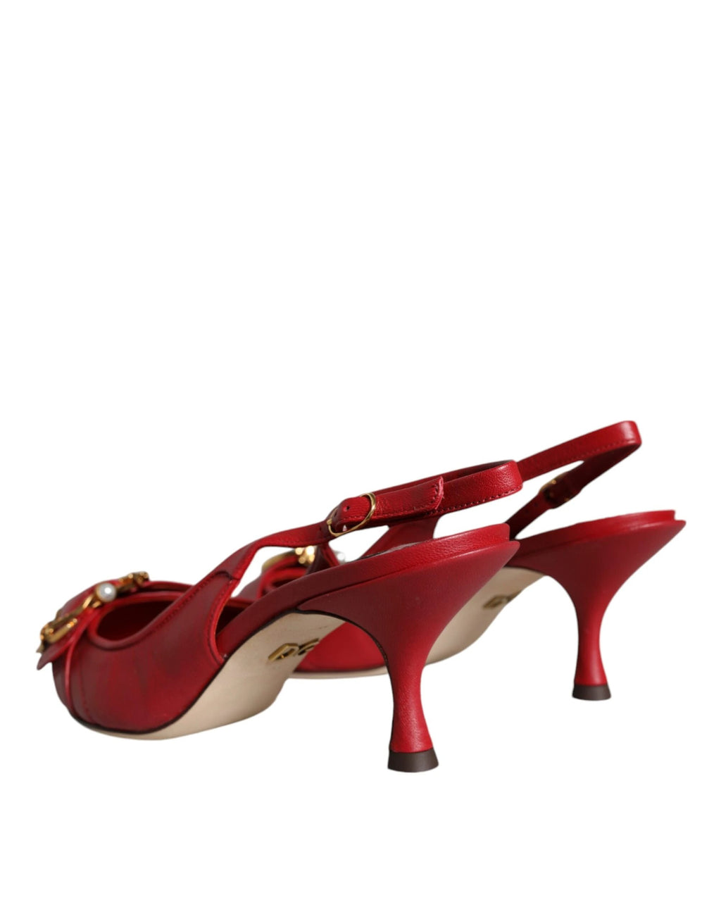 Dolce & Gabbana Red Devotion Leather Heels Slingback Shoes by Dolce & Gabbana