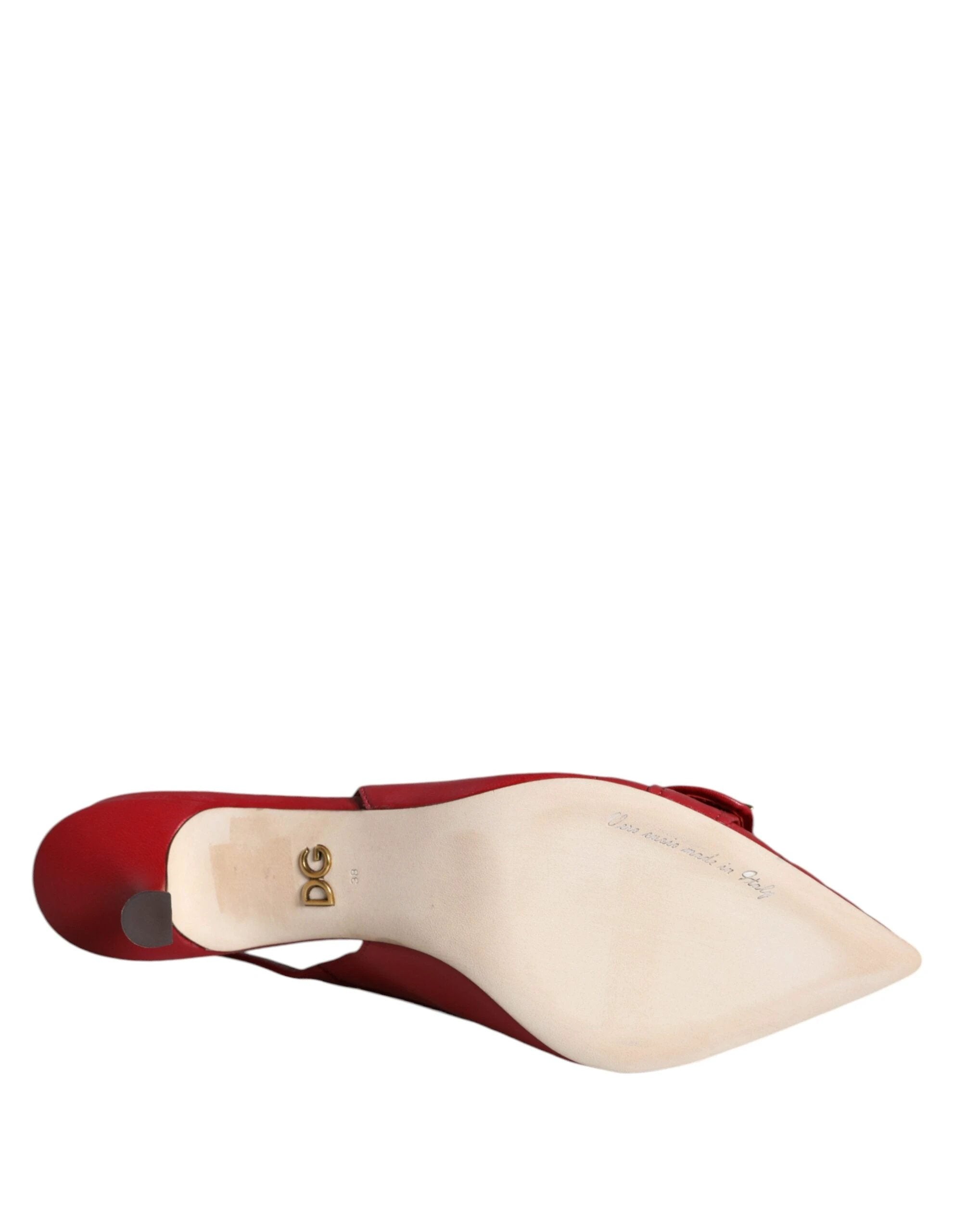Dolce & Gabbana Red Devotion Leather Heels Slingback Shoes by Dolce & Gabbana