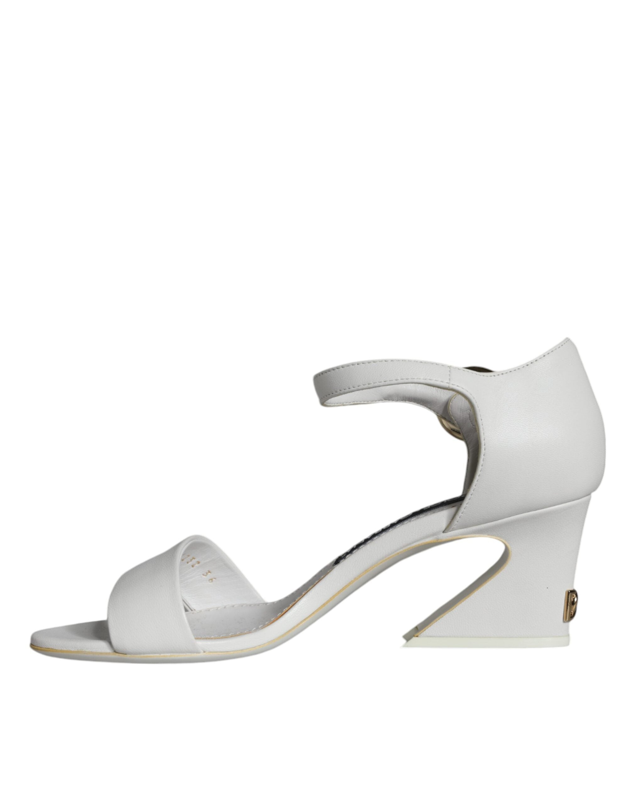 Dolce & Gabbana White Leather Heels Keira Sandals Shoes by Dolce & Gabbana