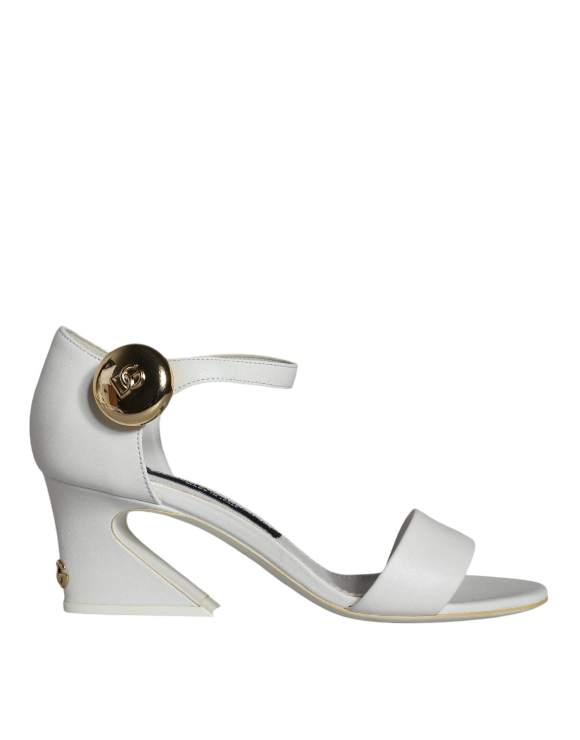 Dolce & Gabbana White Leather Heels Keira Sandals Shoes by Dolce & Gabbana