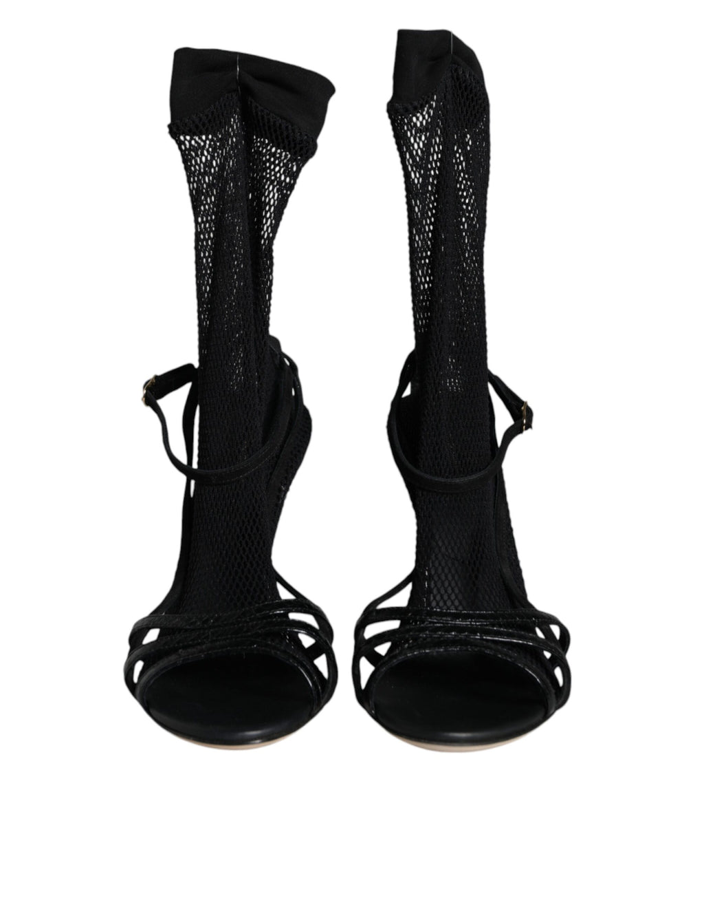 Dolce & Gabbana Black Mesh Stiletto Heels Sandals Shoes by Dolce & Gabbana