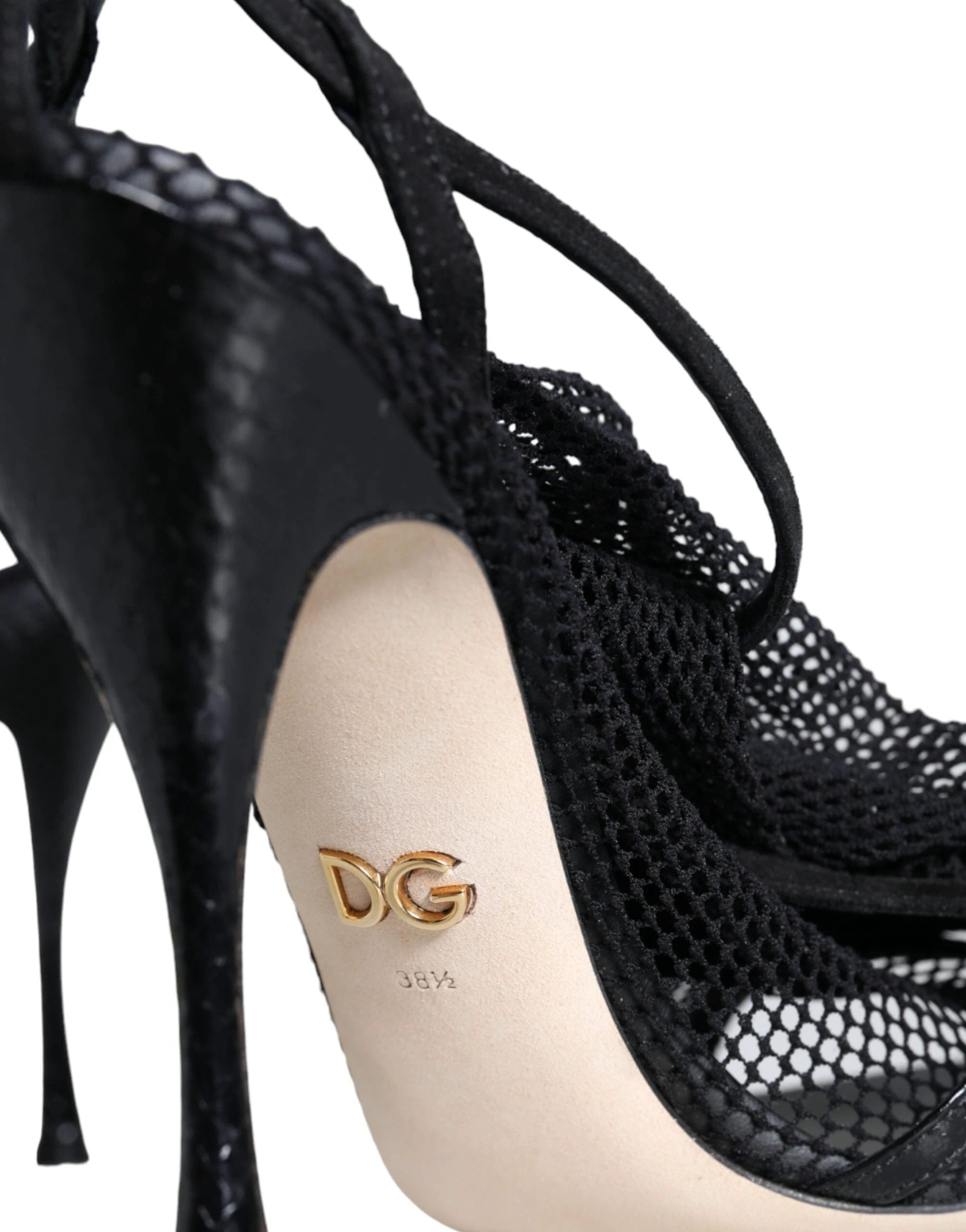 Dolce & Gabbana Black Mesh Stiletto Heels Sandals Shoes by Dolce & Gabbana