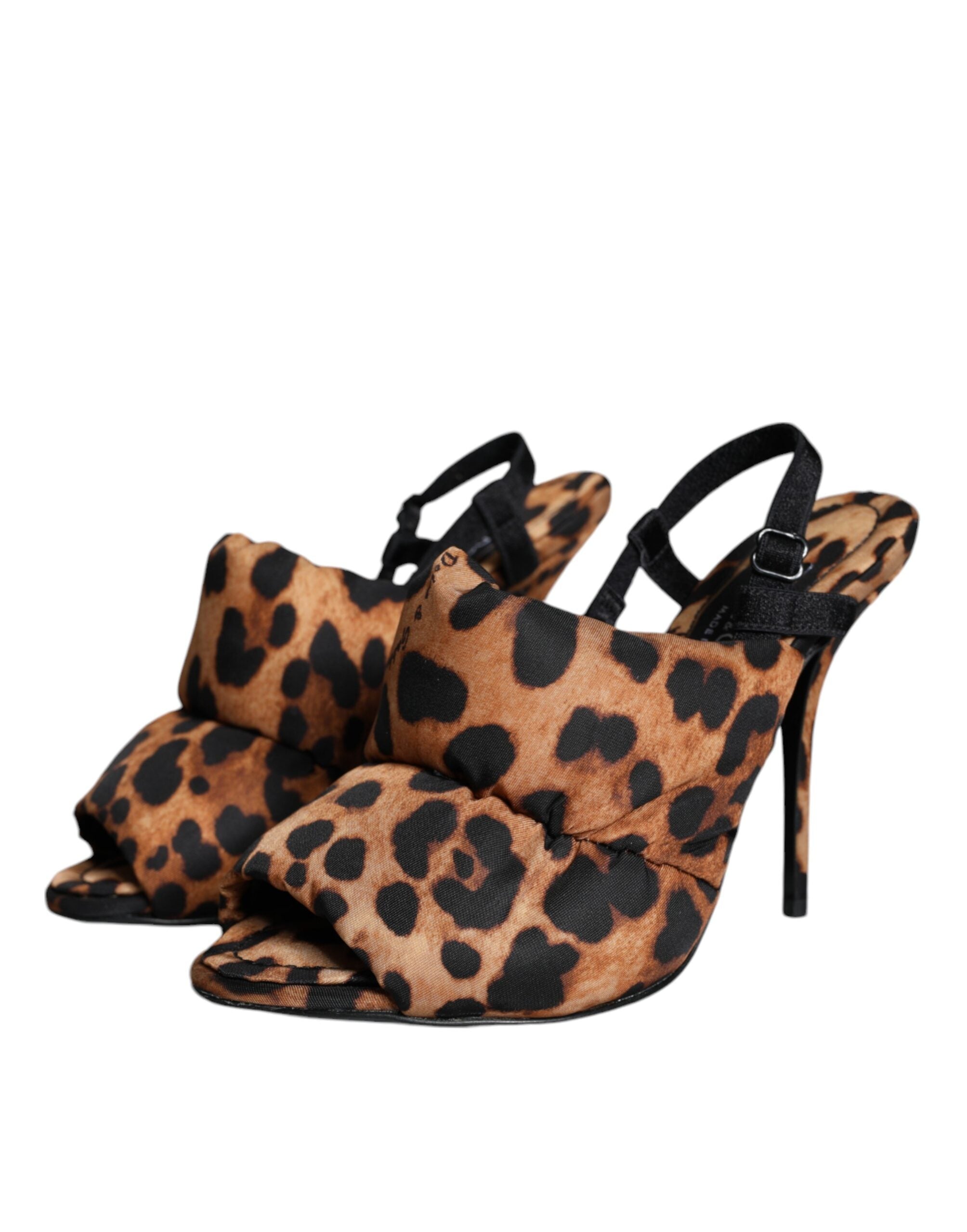 Dolce & Gabbana Brown Leopard Keira Slingback Sandals Shoes by Dolce & Gabbana