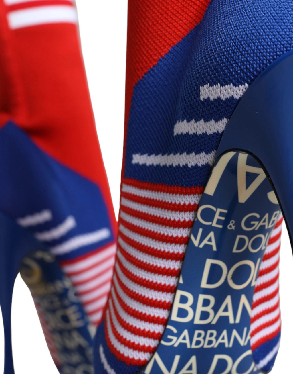 Dolce & Gabbana Red Blue Stretch Sock Style Ankle Boots Logo Shoes by Dolce & Gabbana