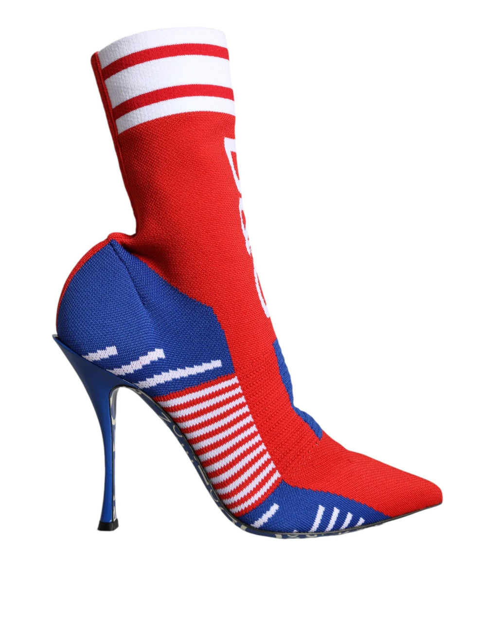Dolce & Gabbana Red Blue Stretch Sock Style Ankle Boots Logo Shoes by Dolce & Gabbana