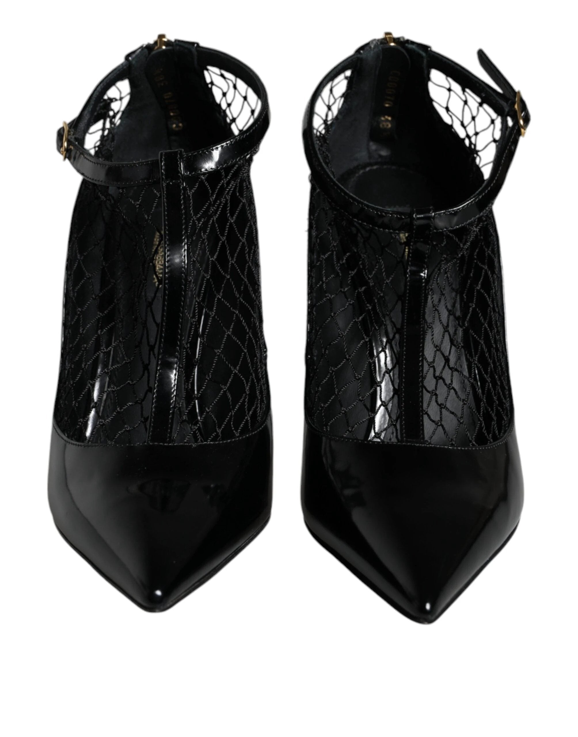 Dolce & Gabbana Black Mesh Patent Leather Heels Pumps Shoes by Dolce & Gabbana