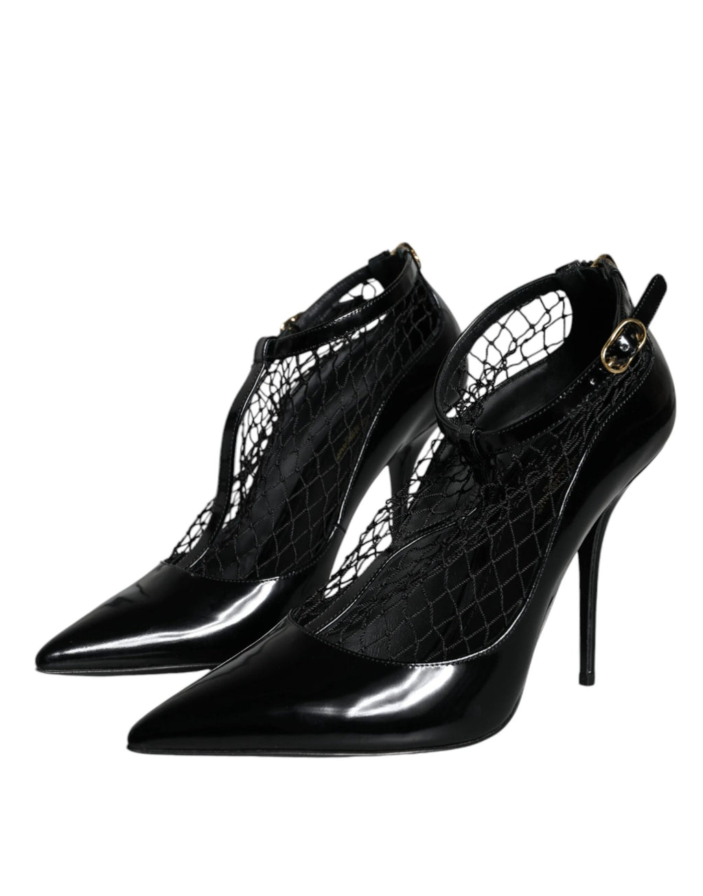 Dolce & Gabbana Black Mesh Patent Leather Heels Pumps Shoes by Dolce & Gabbana
