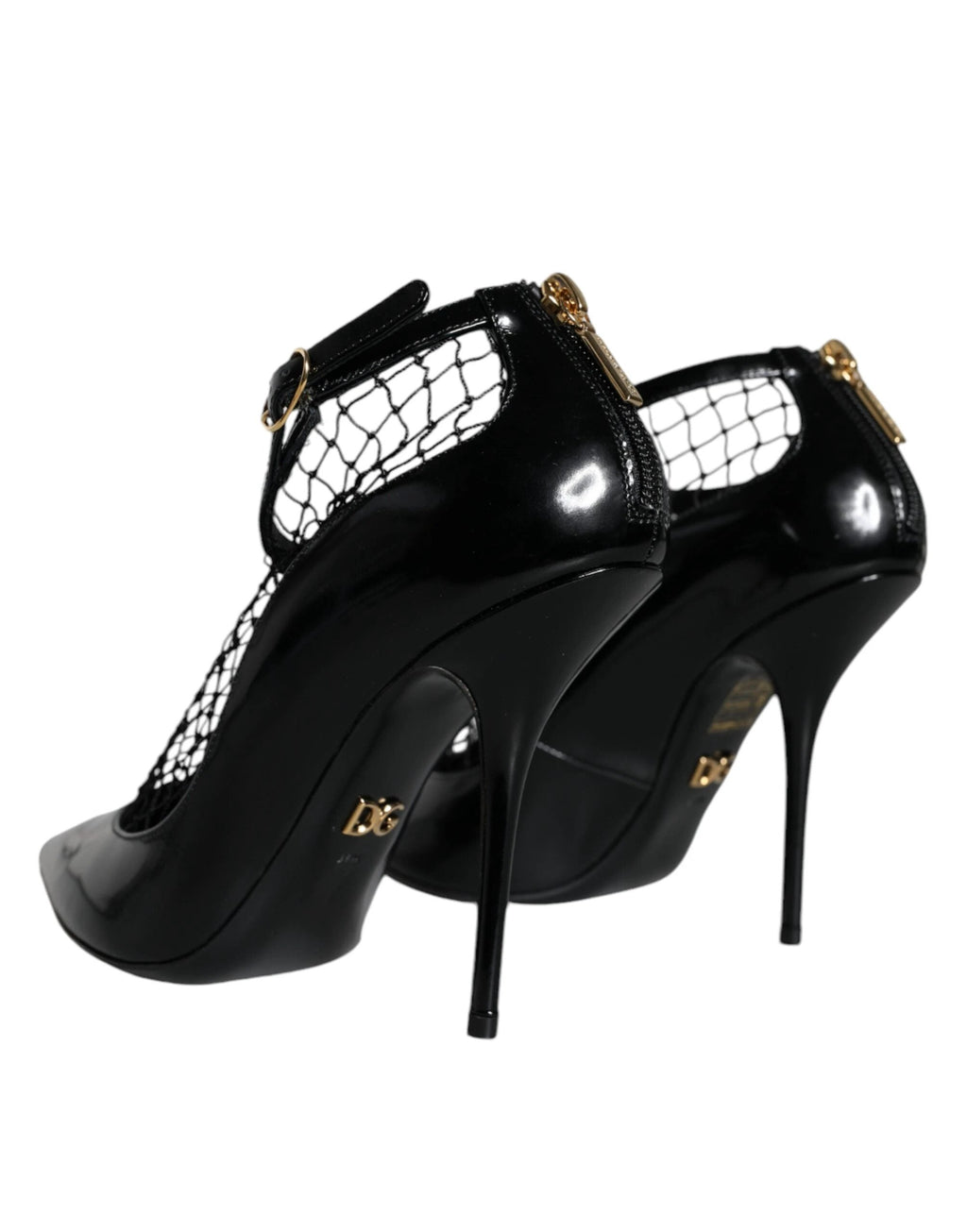 Dolce & Gabbana Black Mesh Patent Leather Heels Pumps Shoes by Dolce & Gabbana