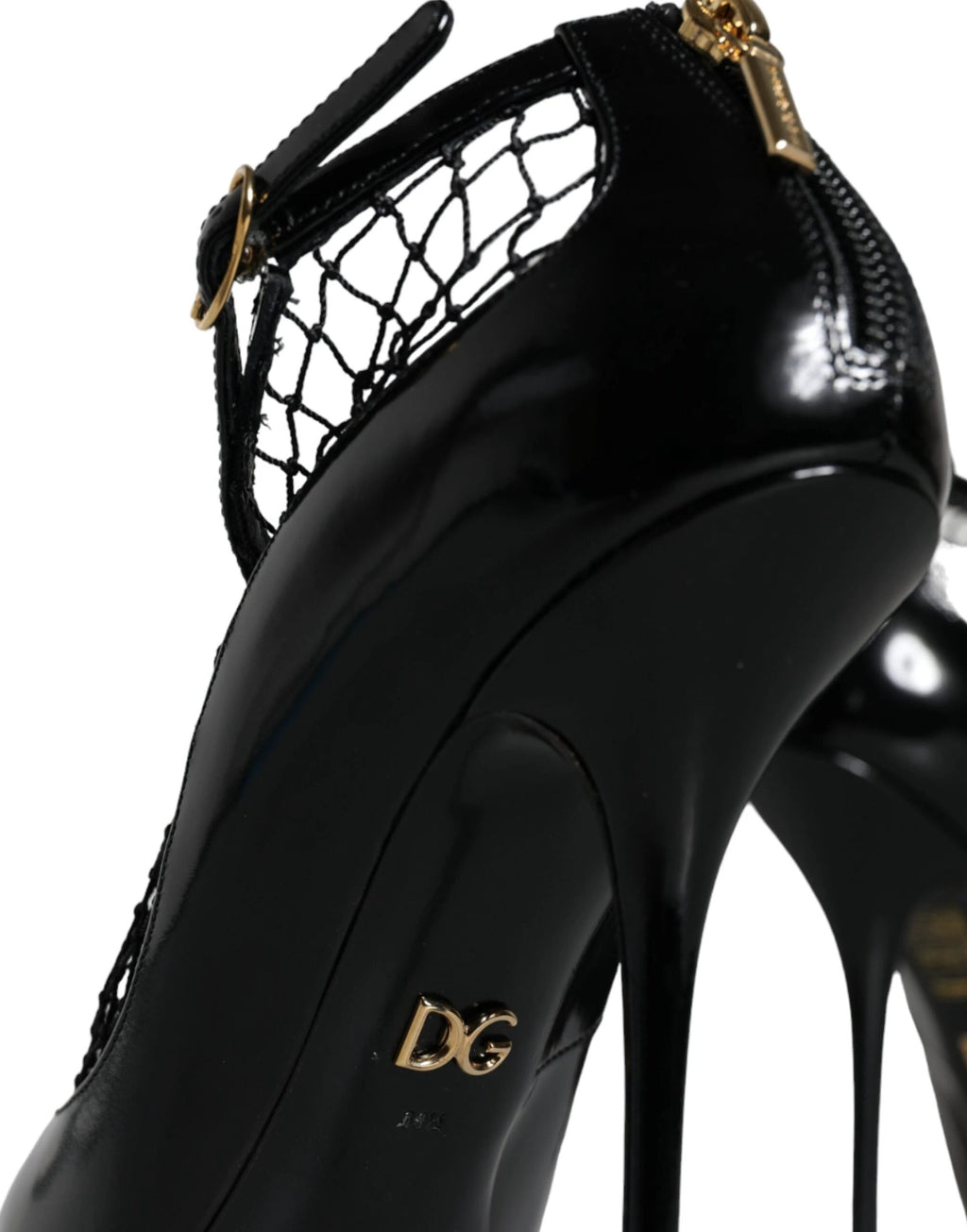 Dolce & Gabbana Black Mesh Patent Leather Heels Pumps Shoes by Dolce & Gabbana