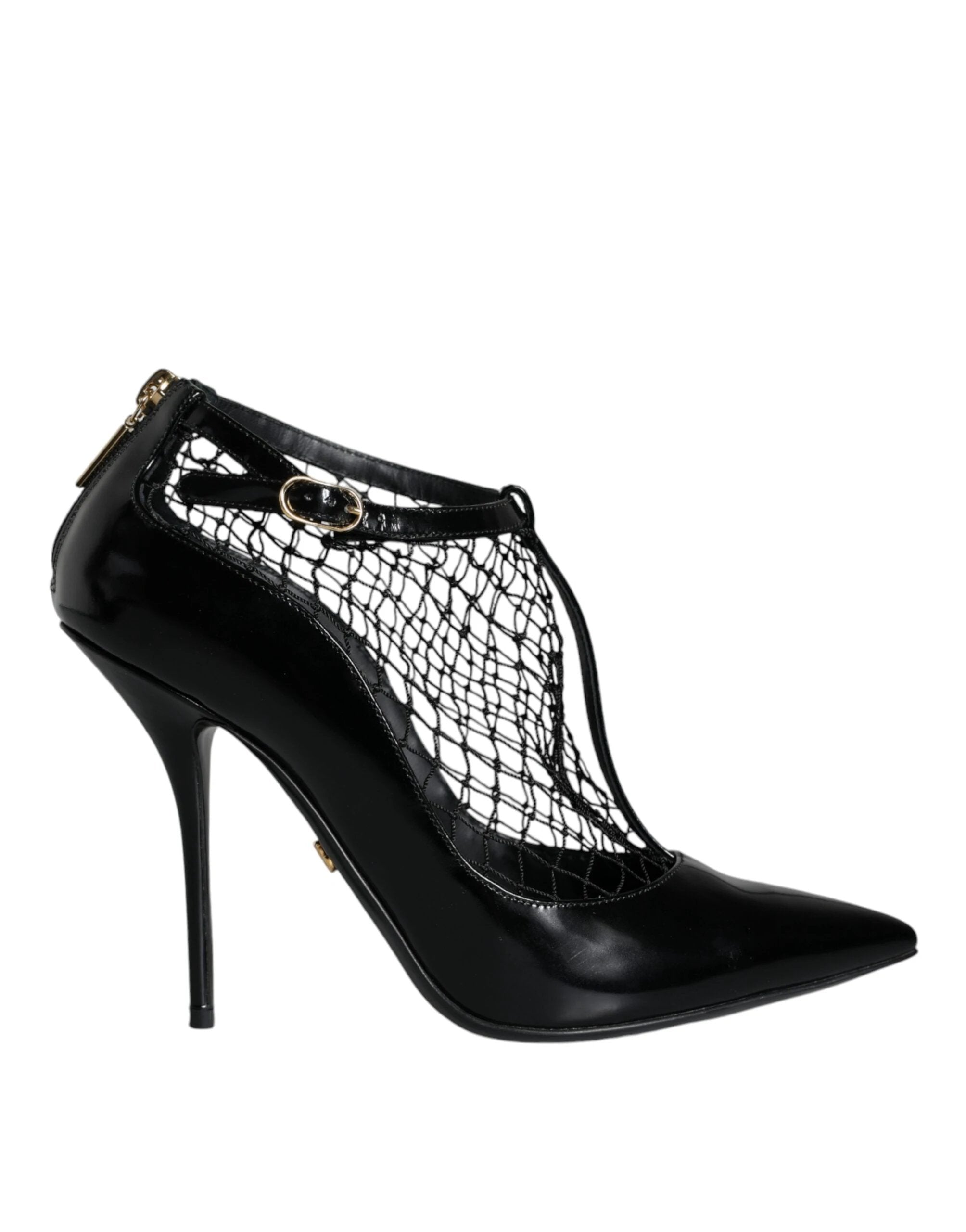 Dolce & Gabbana Black Mesh Patent Leather Heels Pumps Shoes by Dolce & Gabbana