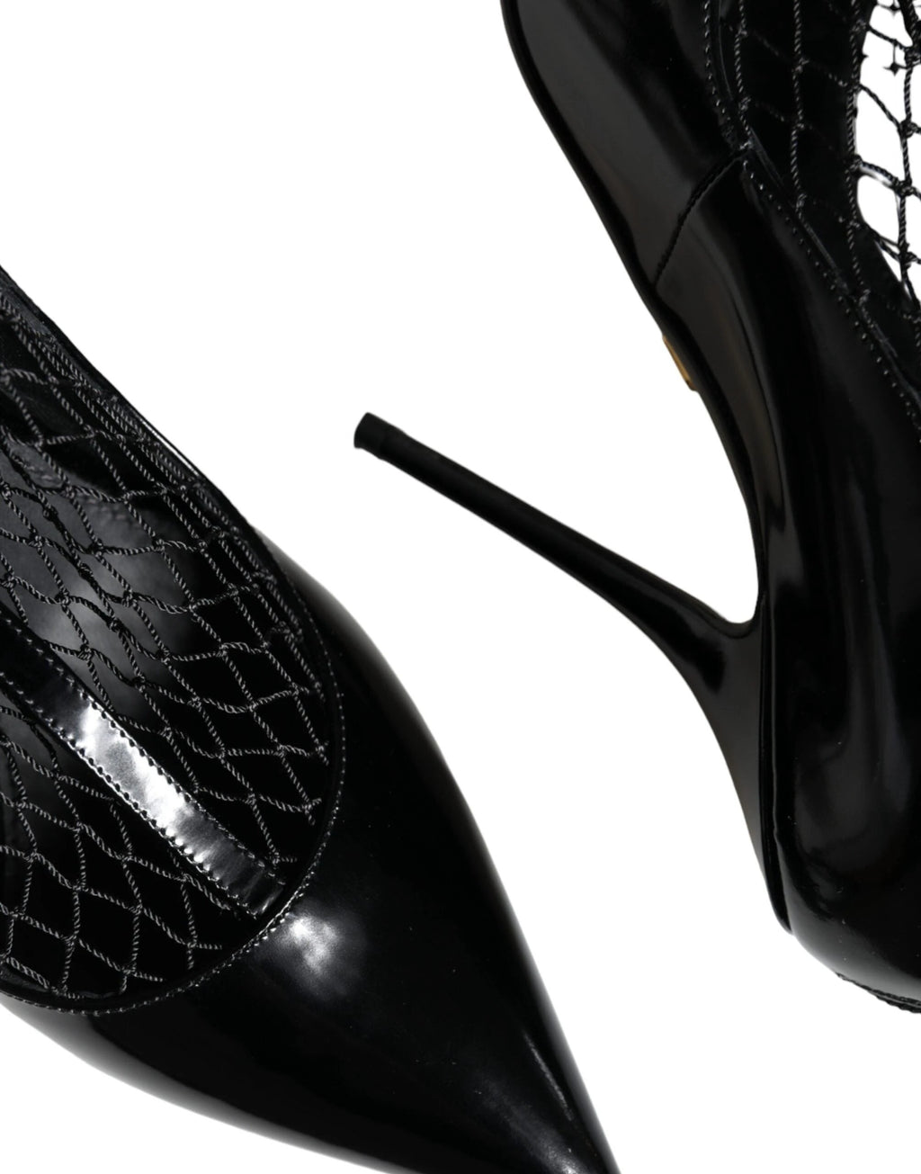 Dolce & Gabbana Black Mesh Patent Leather Heels Pumps Shoes by Dolce & Gabbana