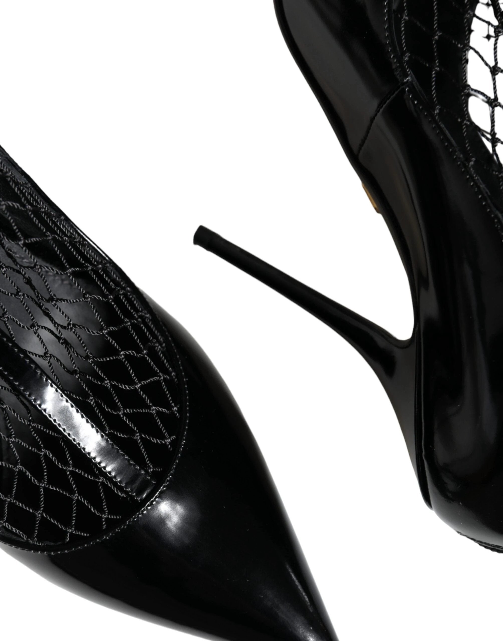 Dolce & Gabbana Black Mesh Patent Leather Heels Pumps Shoes by Dolce & Gabbana