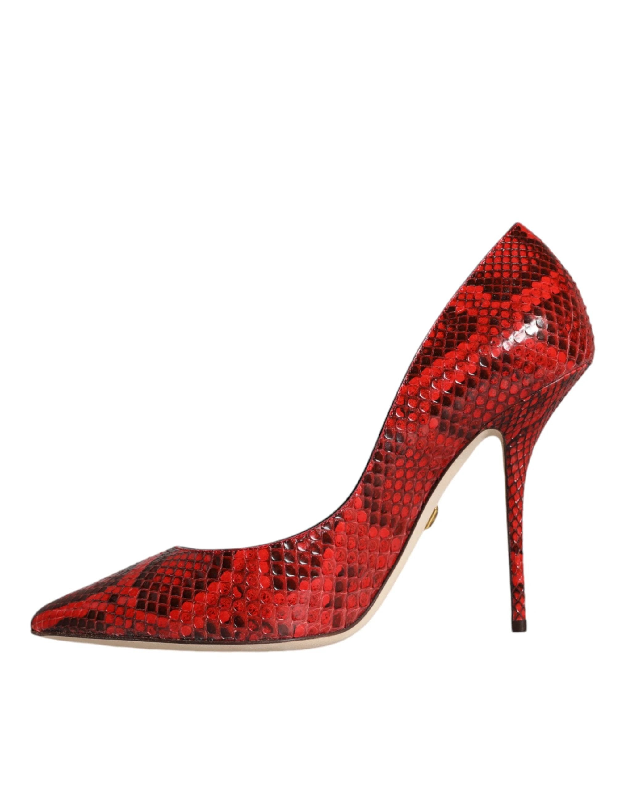 Dolce & Gabbana Red Leather Stiletto High Heels Pumps Shoes by Dolce & Gabbana