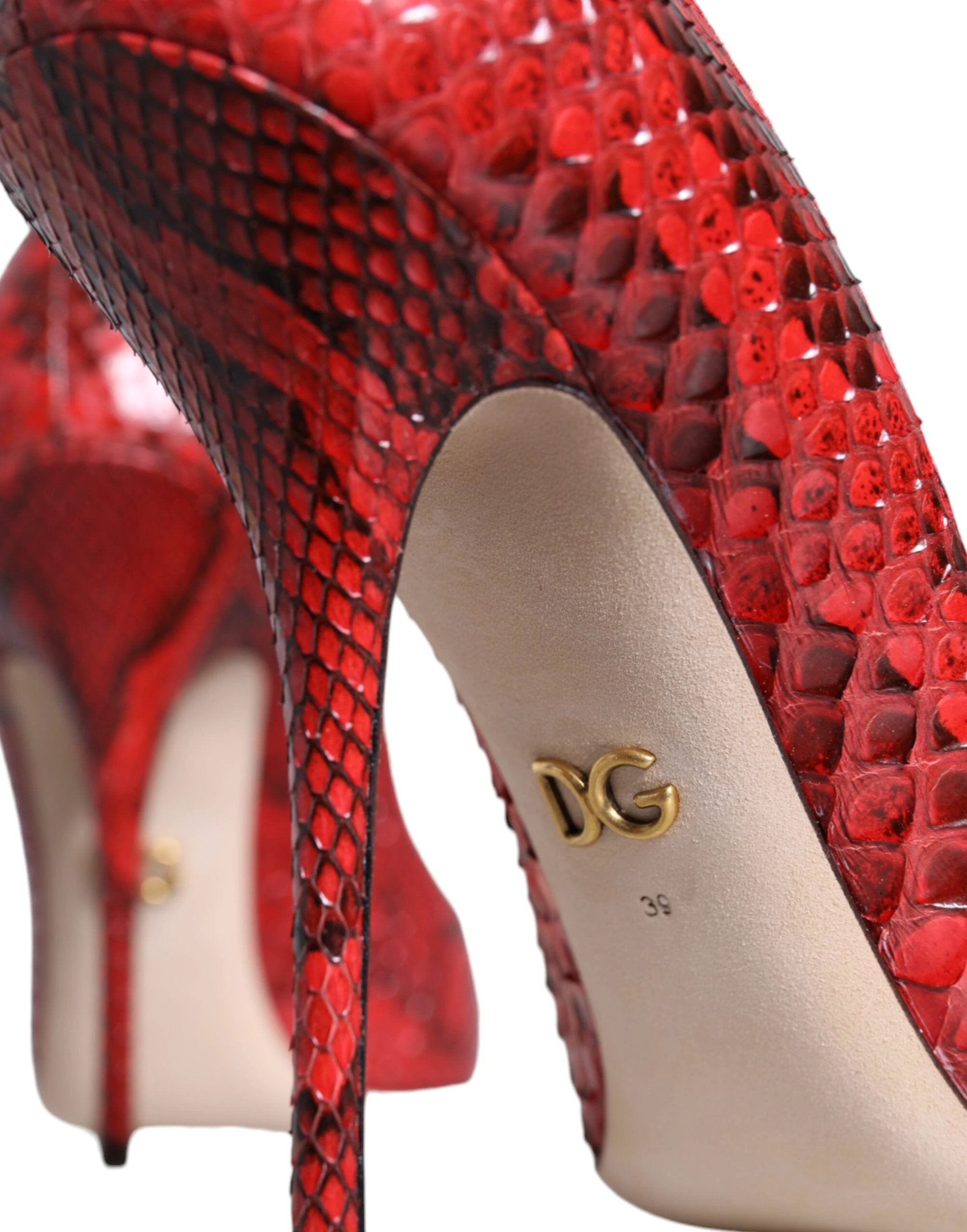 Dolce & Gabbana Red Leather Stiletto High Heels Pumps Shoes by Dolce & Gabbana