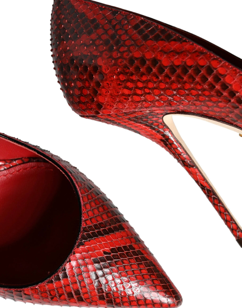 Dolce & Gabbana Red Leather Stiletto High Heels Pumps Shoes by Dolce & Gabbana