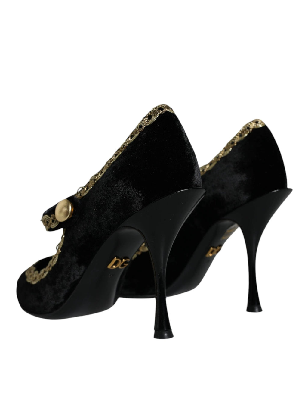 Dolce & Gabbana Black Mary Janes Velvet Gold Pumps Shoes by Dolce & Gabbana