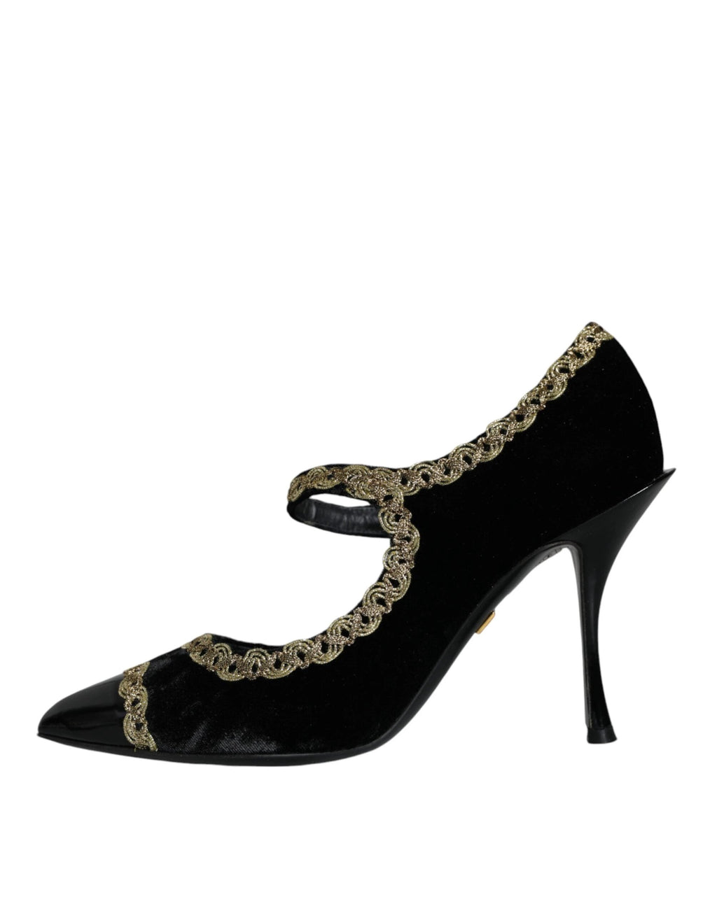 Dolce & Gabbana Black Mary Janes Velvet Gold Pumps Shoes by Dolce & Gabbana