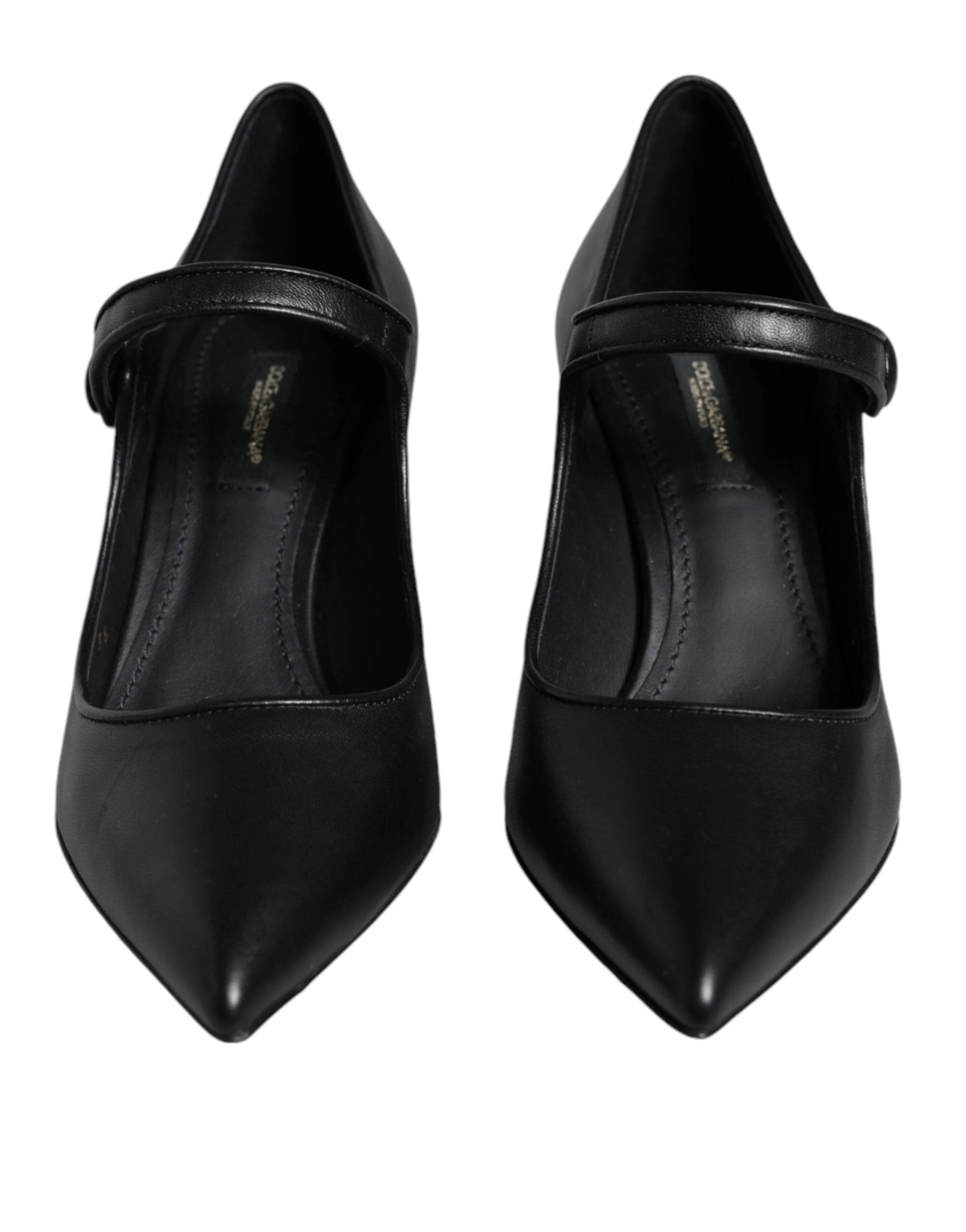 Dolce & Gabbana Black Leather Logo Heels Mary Janes Pumps Shoes by Dolce & Gabbana