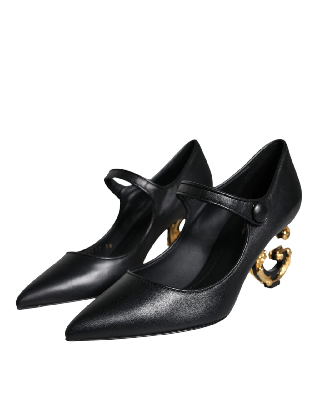 Dolce & Gabbana Black Leather Logo Heels Mary Janes Pumps Shoes by Dolce & Gabbana