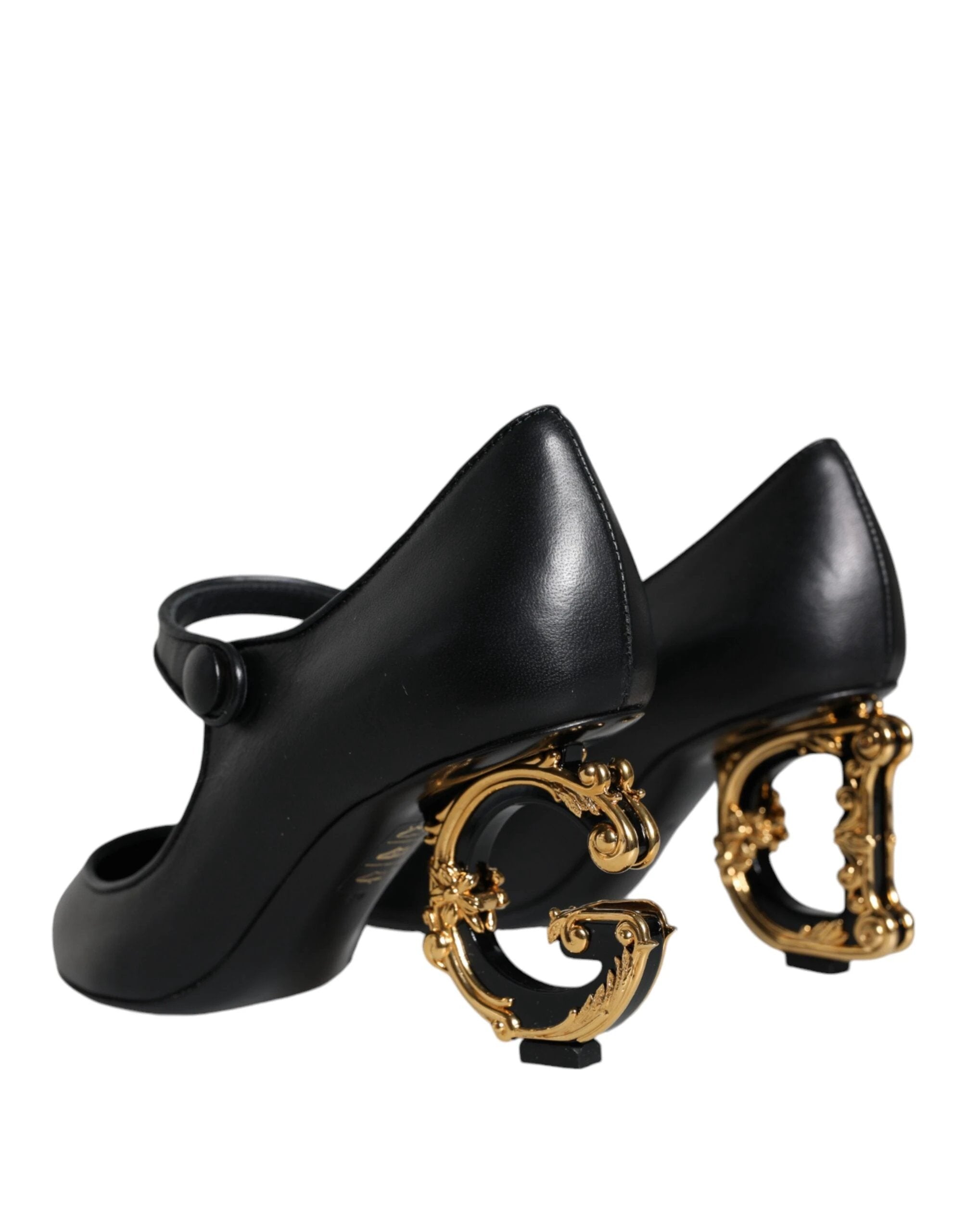 Dolce & Gabbana Black Leather Logo Heels Mary Janes Pumps Shoes by Dolce & Gabbana