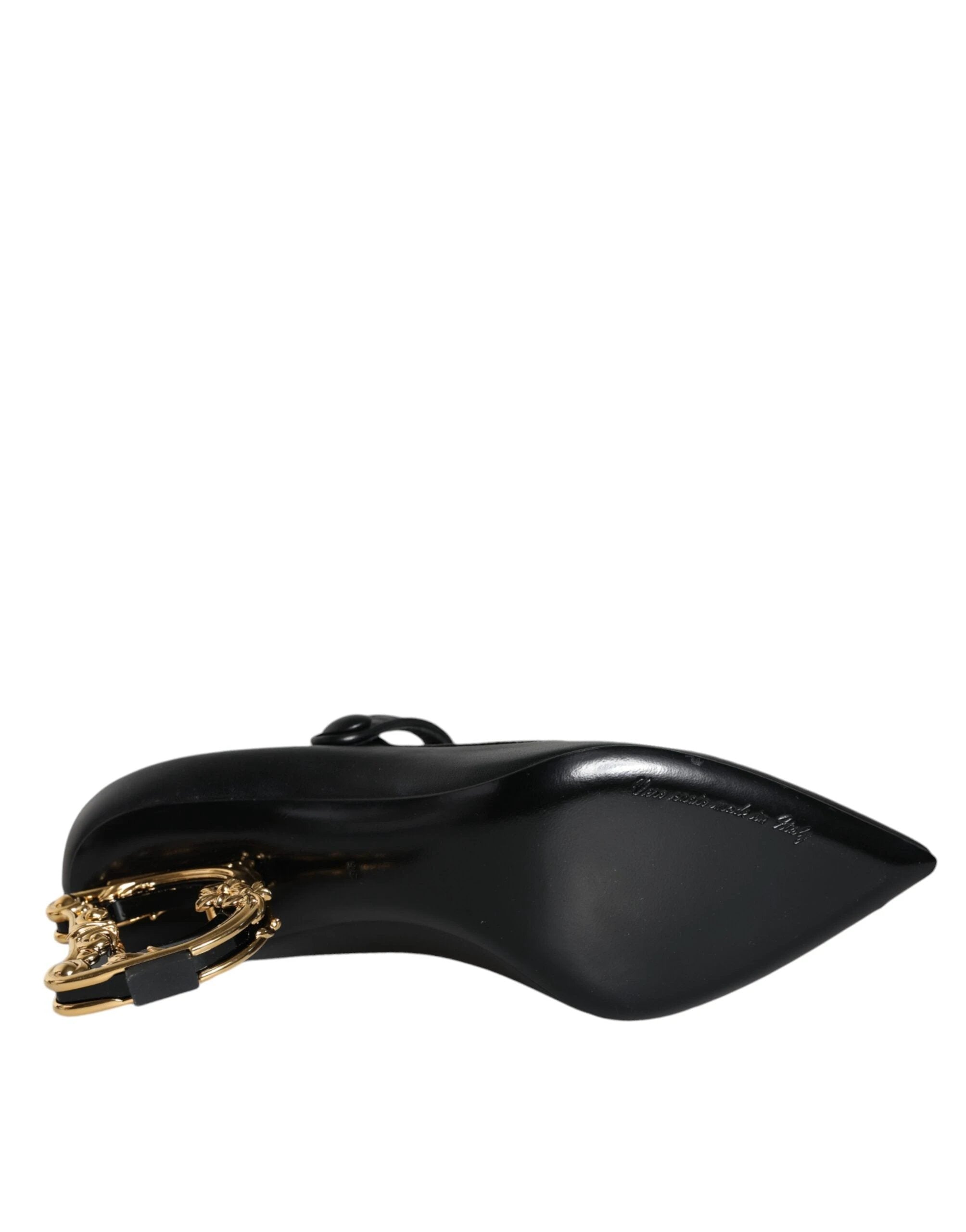 Dolce & Gabbana Black Leather Logo Heels Mary Janes Pumps Shoes by Dolce & Gabbana
