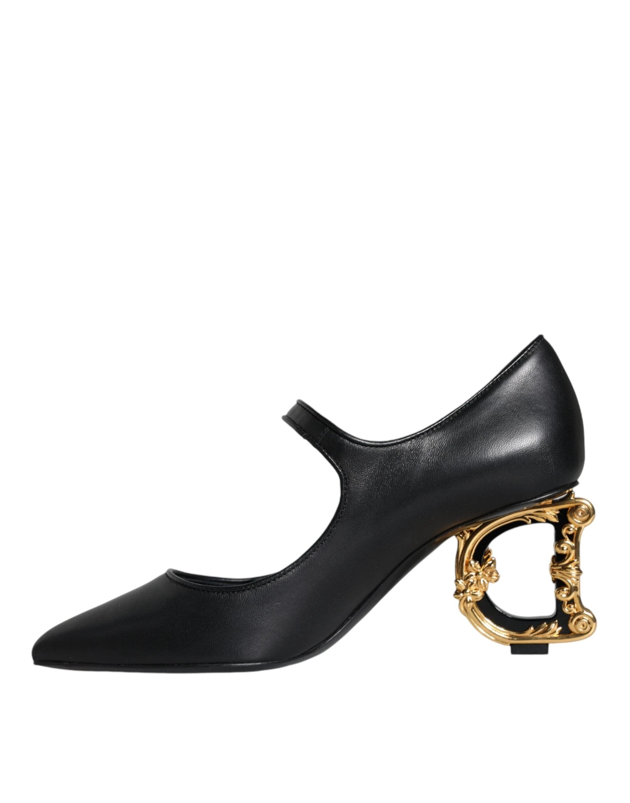 Dolce & Gabbana Black Leather Logo Heels Mary Janes Pumps Shoes by Dolce & Gabbana