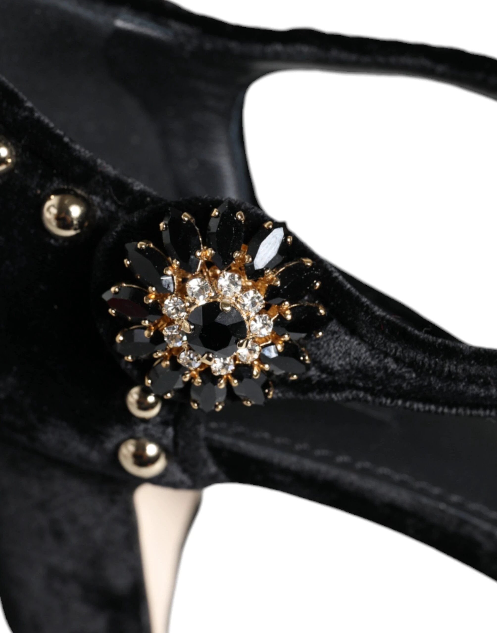 Dolce & Gabbana Black Velvet Roses Ankle Strap Pumps Shoes by Dolce & Gabbana