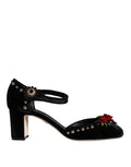 Dolce & Gabbana Black Velvet Roses Ankle Strap Pumps Shoes by Dolce & Gabbana