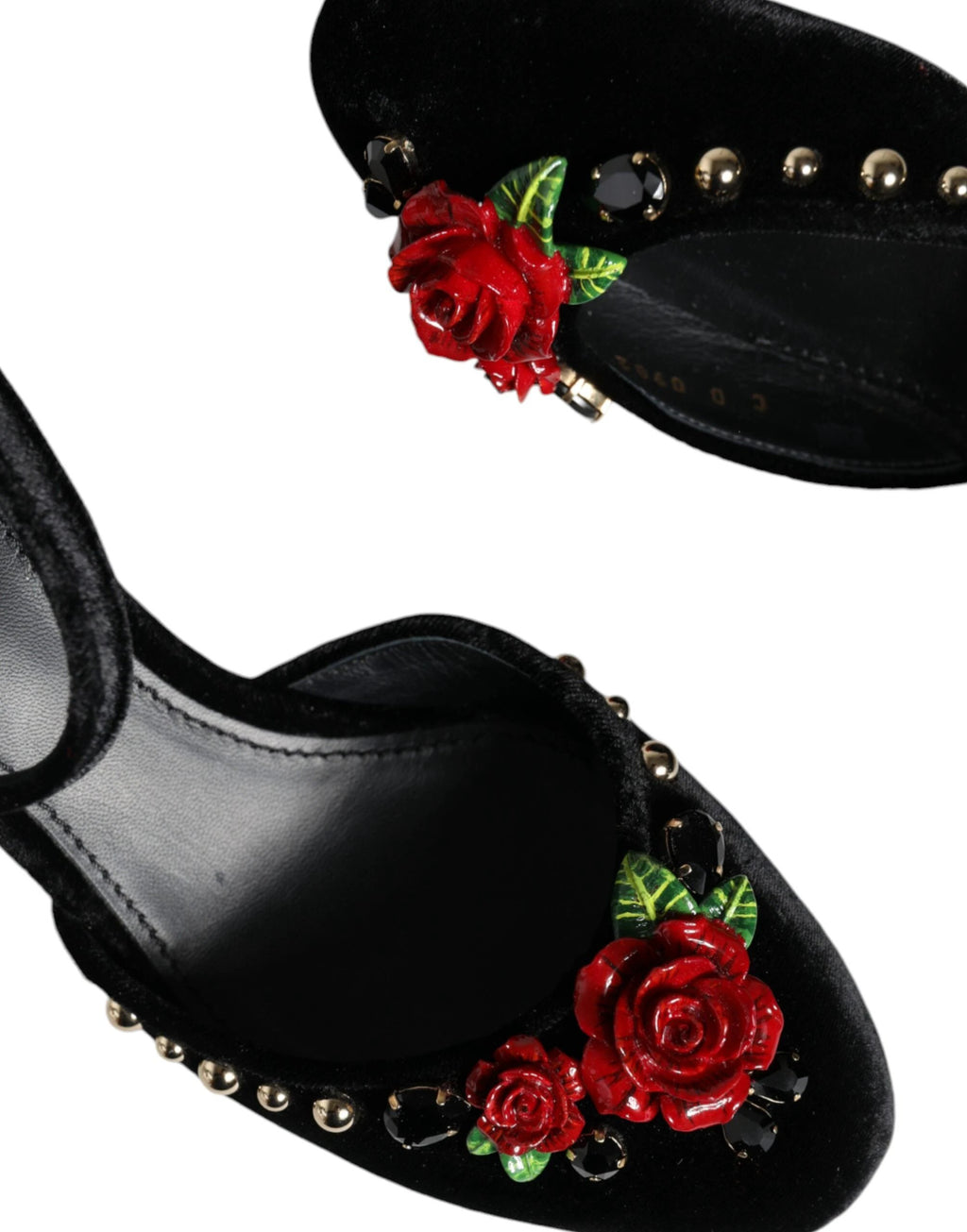 Dolce & Gabbana Black Velvet Roses Ankle Strap Pumps Shoes by Dolce & Gabbana