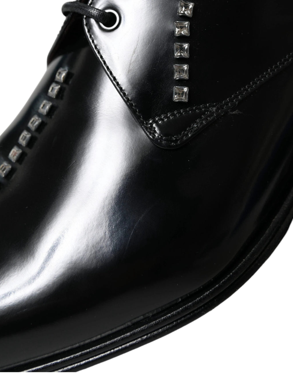 Dolce & Gabbana Black Leather Crystal Dress Formal Shoes by Dolce & Gabbana