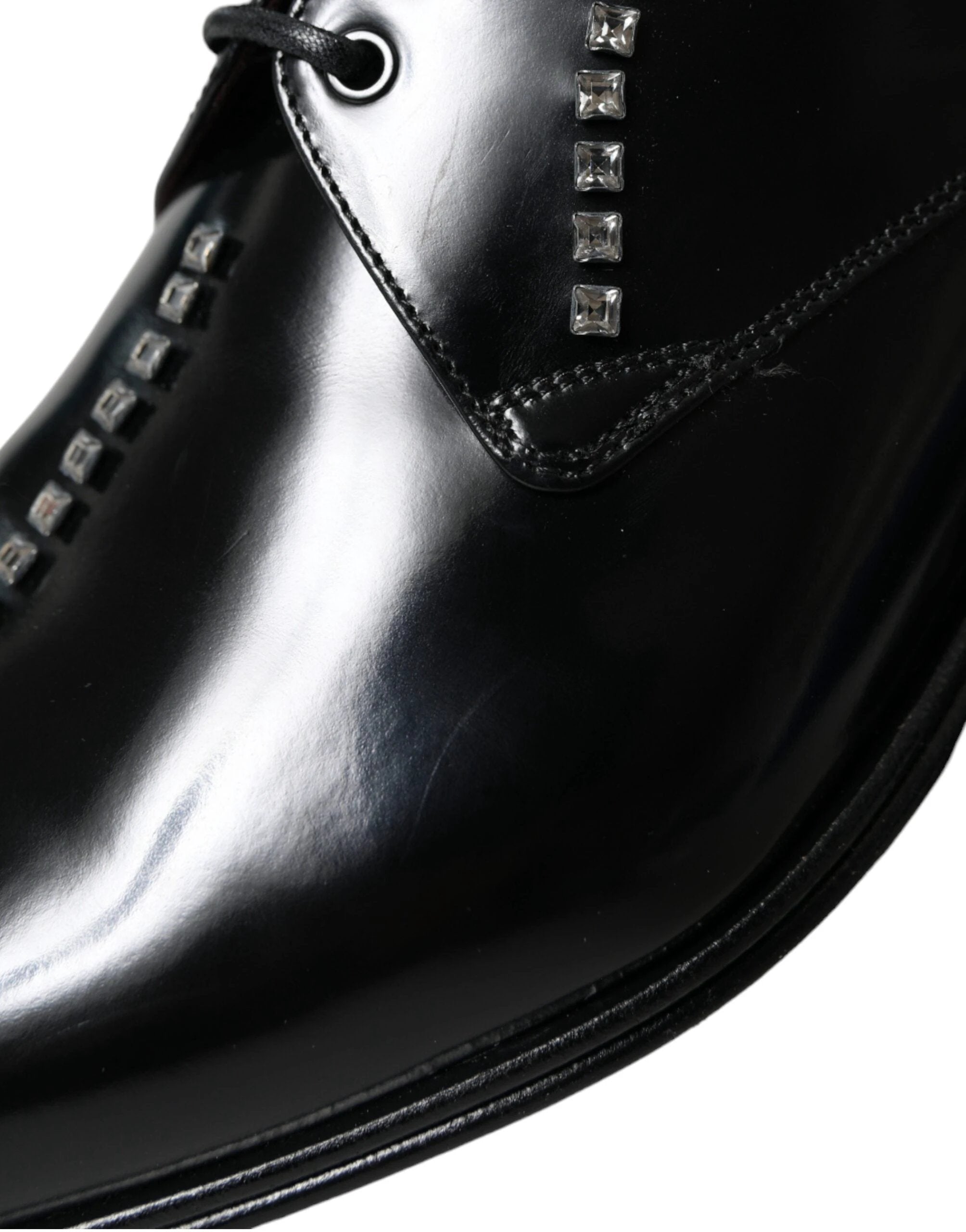 Dolce & Gabbana Black Leather Crystal Dress Formal Shoes by Dolce & Gabbana