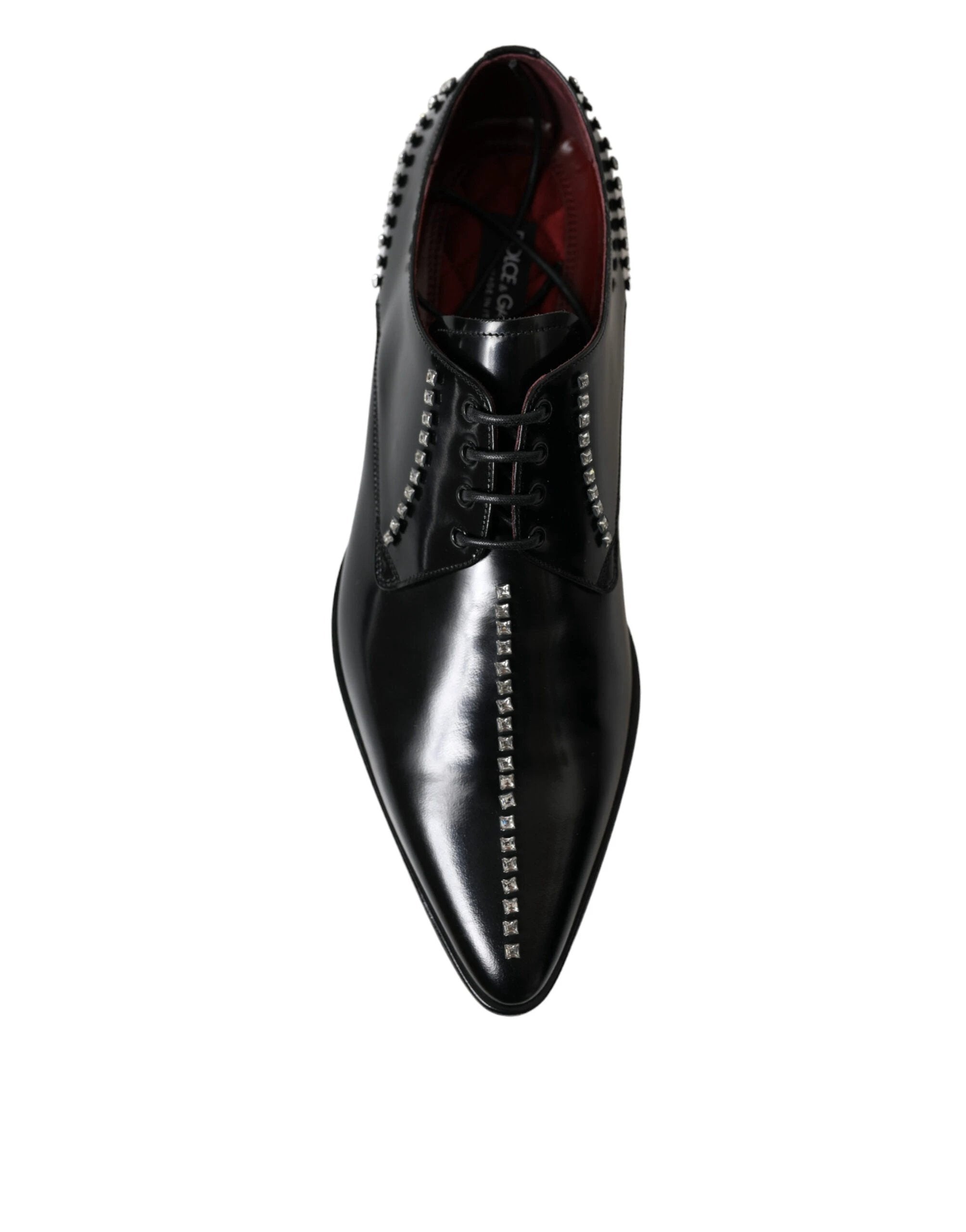 Dolce & Gabbana Black Leather Crystal Dress Formal Shoes by Dolce & Gabbana