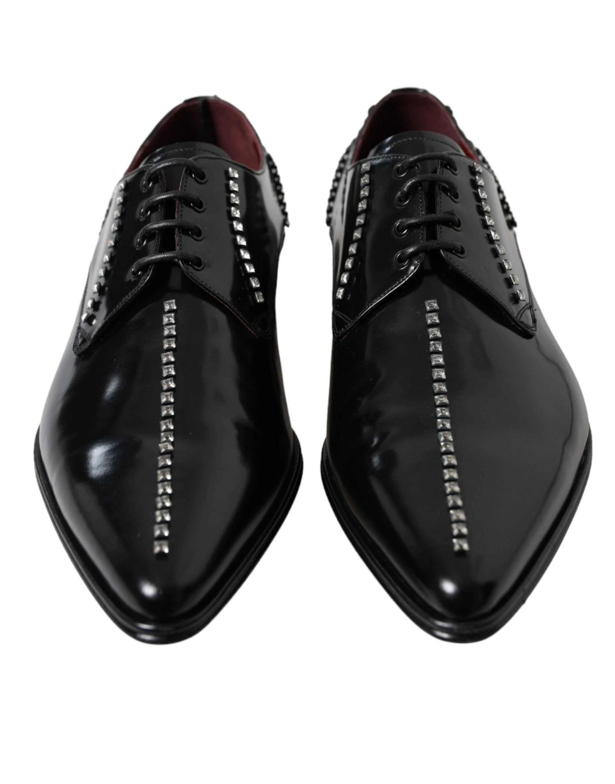 Dolce & Gabbana Black Leather Crystal Dress Formal Shoes by Dolce & Gabbana
