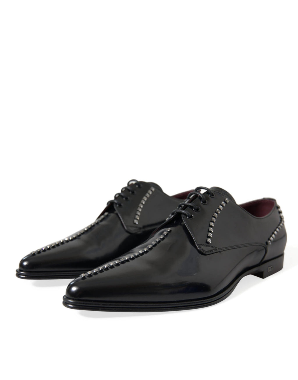 Dolce & Gabbana Black Leather Crystal Dress Formal Shoes by Dolce & Gabbana