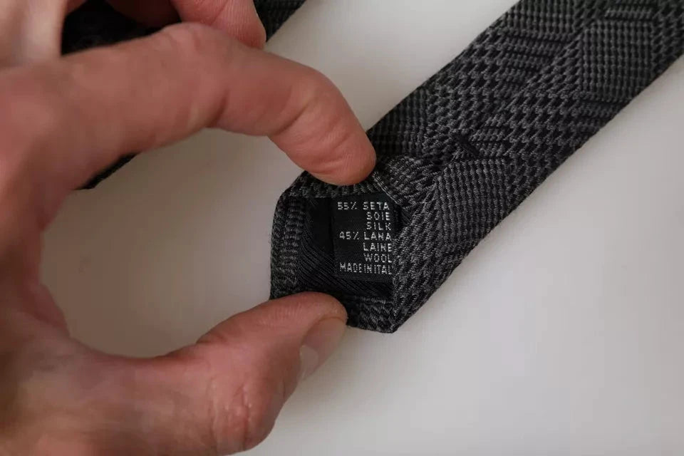 Dolce & Gabbana Dark Gray Plaid Patterned Silk Adjustable Men Tie by Dolce & Gabbana