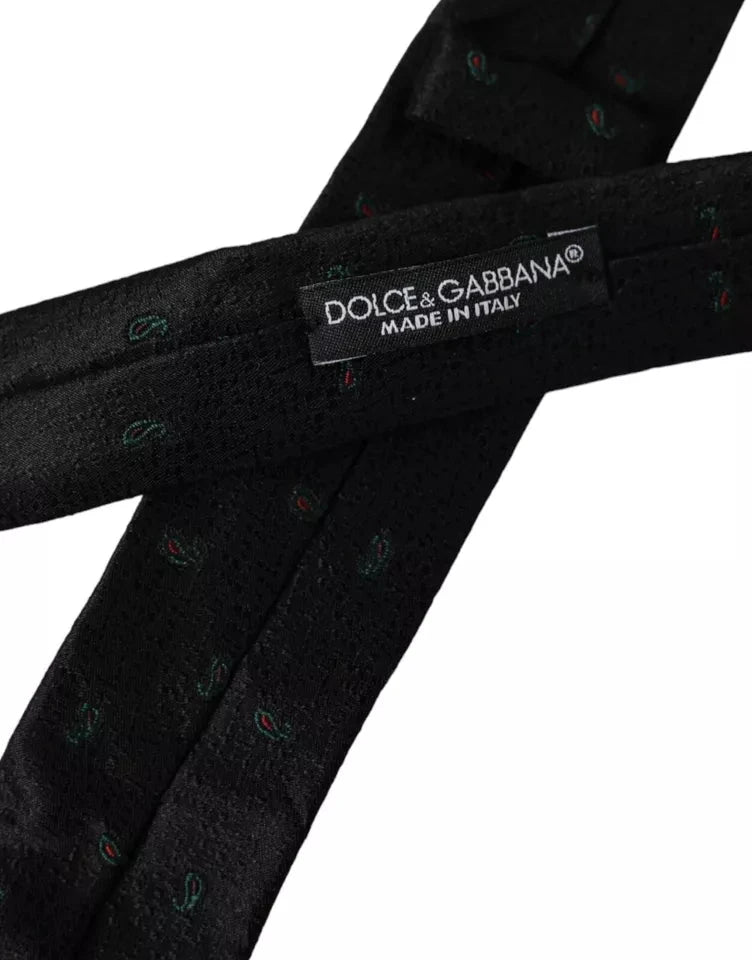 Dolce & Gabbana Black Fantasy 100% Silk Adjustable Men Tie by Dolce & Gabbana