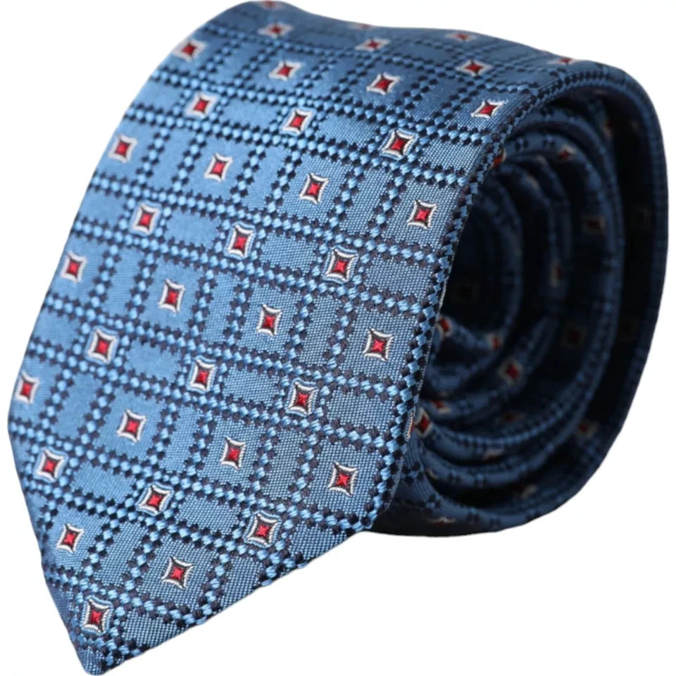 Dolce & Gabbana Blue Patterned 100% Silk Adjustable Men Tie by Dolce & Gabbana