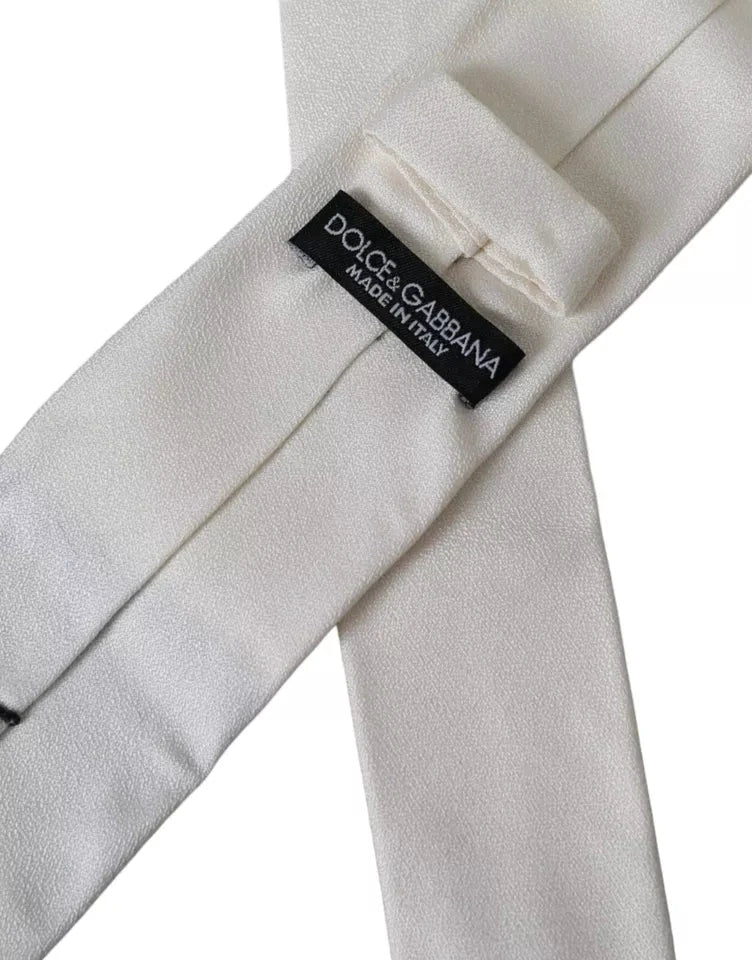 Dolce & Gabbana White Silk Classic Adjustable Men Tie by Dolce & Gabbana